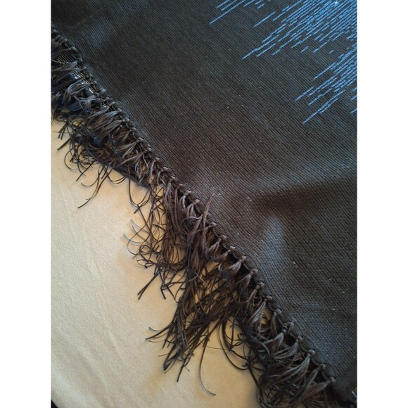 Misook Open Front Blue and Black Fringe Poncho Wrap Shawl Cardigan One Size - Picture 10 of 10